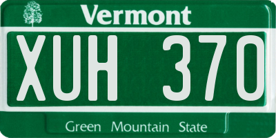 VT license plate XUH370