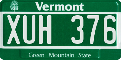 VT license plate XUH376