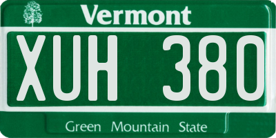 VT license plate XUH380