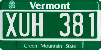 VT license plate XUH381