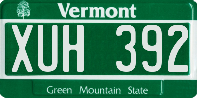 VT license plate XUH392
