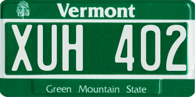 VT license plate XUH402