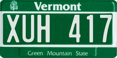 VT license plate XUH417