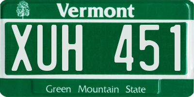 VT license plate XUH451