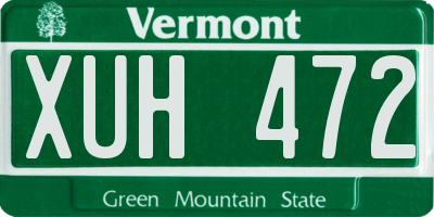 VT license plate XUH472