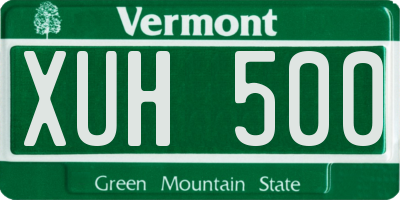 VT license plate XUH500
