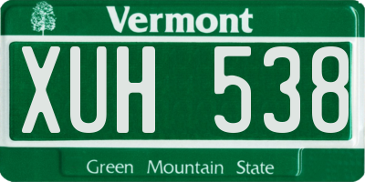 VT license plate XUH538