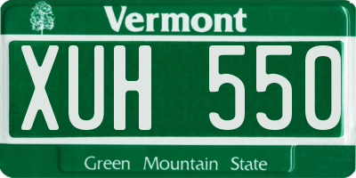 VT license plate XUH550