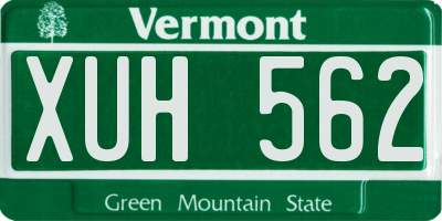 VT license plate XUH562