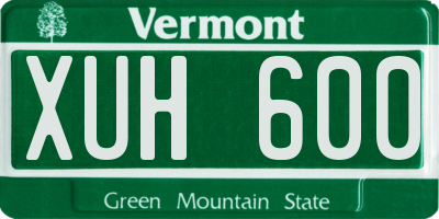 VT license plate XUH600