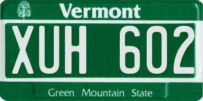 VT license plate XUH602