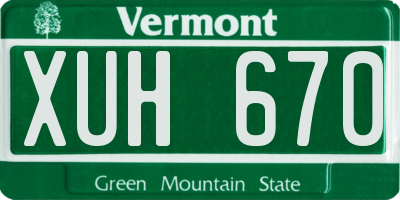 VT license plate XUH670