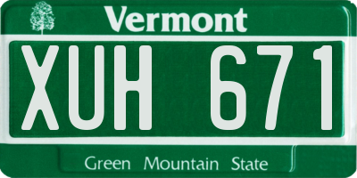 VT license plate XUH671