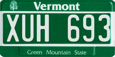 VT license plate XUH693