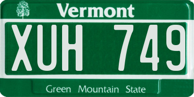VT license plate XUH749