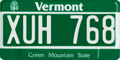 VT license plate XUH768