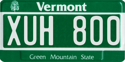VT license plate XUH800