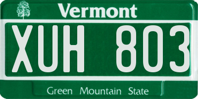 VT license plate XUH803