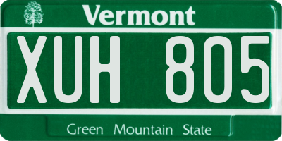 VT license plate XUH805