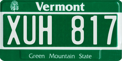 VT license plate XUH817