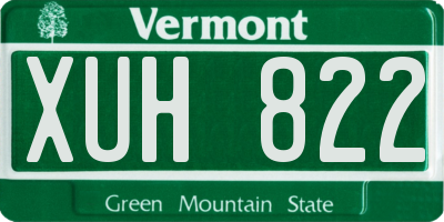 VT license plate XUH822