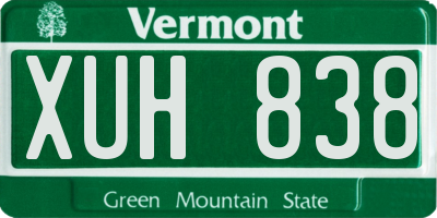 VT license plate XUH838