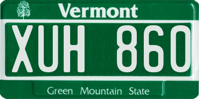 VT license plate XUH860