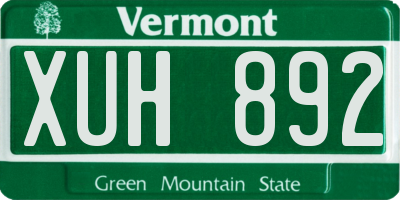 VT license plate XUH892