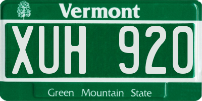 VT license plate XUH920