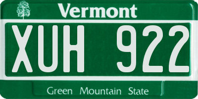 VT license plate XUH922