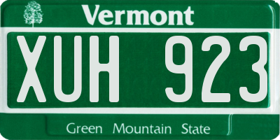 VT license plate XUH923