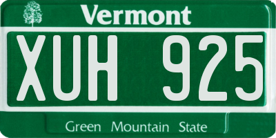 VT license plate XUH925
