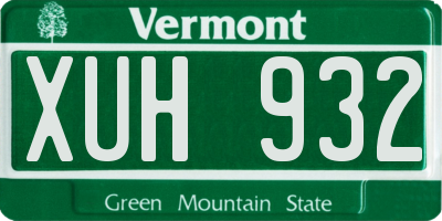 VT license plate XUH932
