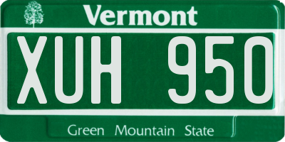 VT license plate XUH950