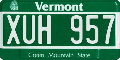 VT license plate XUH957