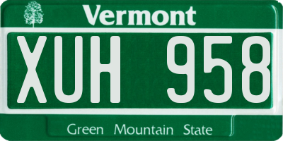 VT license plate XUH958
