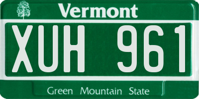 VT license plate XUH961
