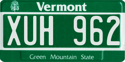 VT license plate XUH962