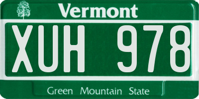 VT license plate XUH978