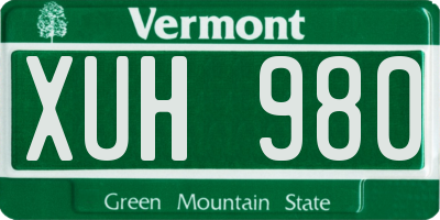 VT license plate XUH980