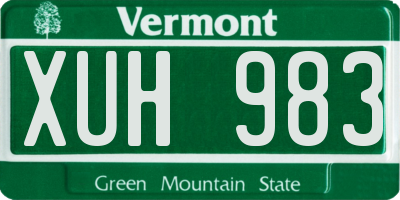 VT license plate XUH983