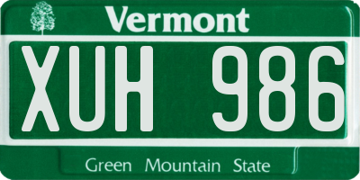 VT license plate XUH986