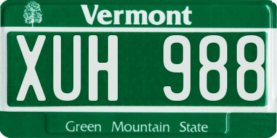 VT license plate XUH988