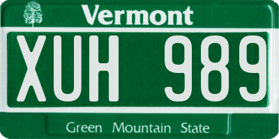 VT license plate XUH989