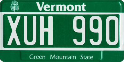 VT license plate XUH990