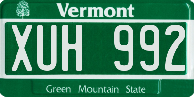 VT license plate XUH992