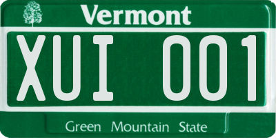 VT license plate XUI001