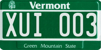 VT license plate XUI003