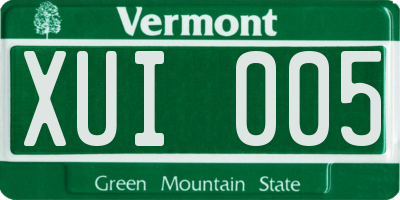 VT license plate XUI005