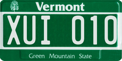 VT license plate XUI010